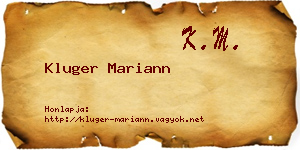Kluger Mariann névjegykártya